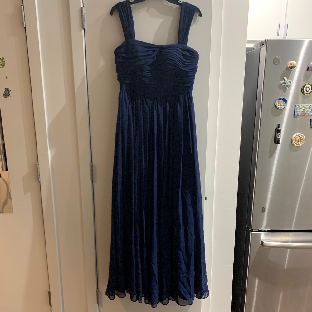 Dove and Dahlia Navy Blue Chiffon Bridesmaid Dress